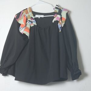 Crosby  by Mollie Burch Ria Blouse W Colorful Collar Sz S,Artsy,Boho